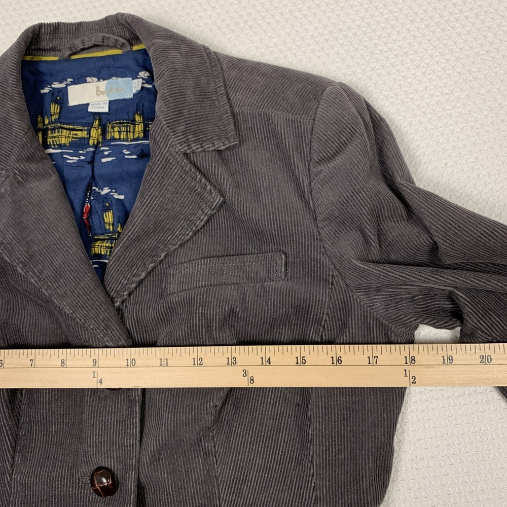 Boden Corduroy Blazer Womens 6 Gray Elbow Patch Lined Academia Preppy - Picture 14 of 16